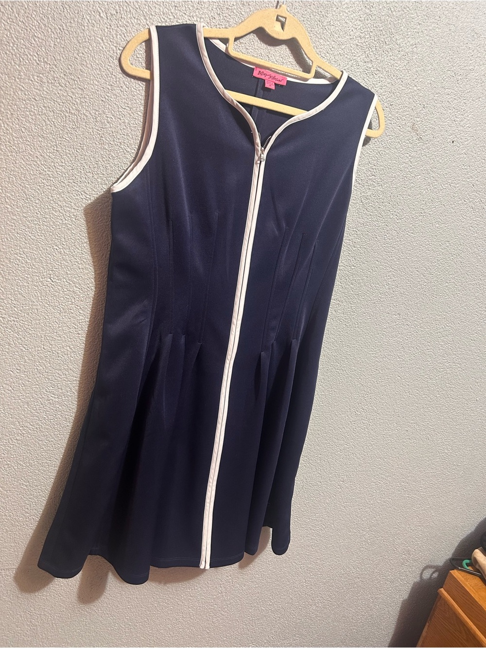 Betsy Johnson navy and white zippered dress size 14 - Picture 7 of 13